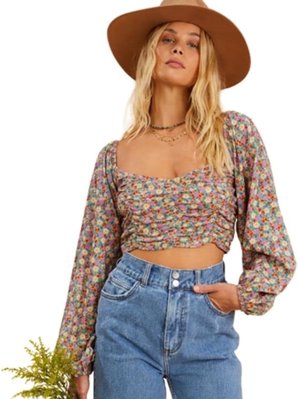 Billabong x The Salty Blonde "Free Love" Long Sleeve Crop Top Small